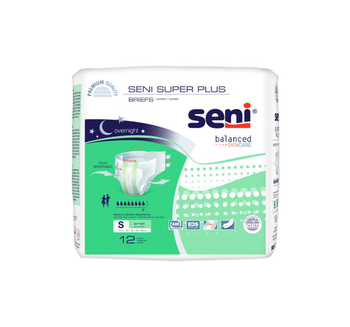 Seni Super Plus Briefs, Small, 12 Count - 22" - 31" (Package of 12)