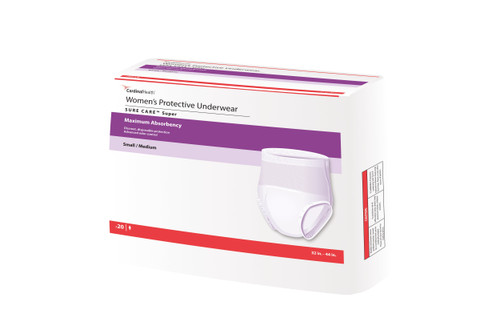 Cardinal Health, Women's Protective Underwear, Sure Care Super, Small/Medium, 32" - 44" (Package of 20)