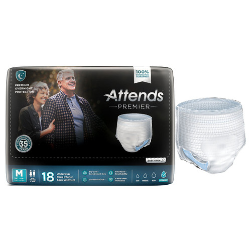 Attends Premier Underwear, Medium 36" - 44" (Case of 72)