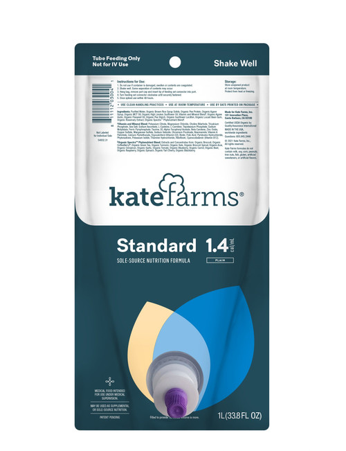 Kate Farms Standard 1.4 Plain, Closed System, Ready-to-Hang, 1000 mL (Case of 6)