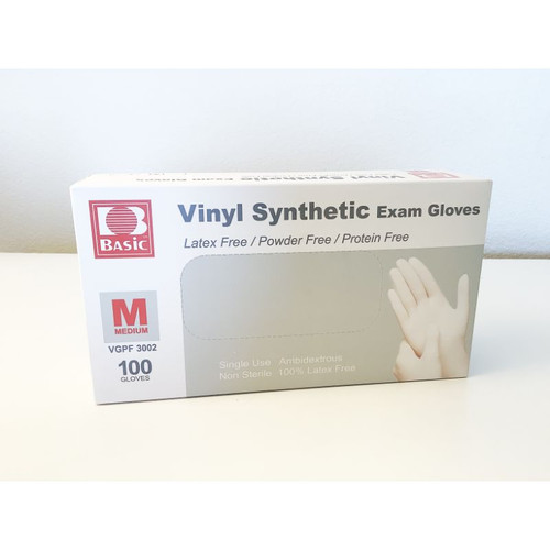 Intco Vinyl Powder-Free Exam Gloves, Medium (Box of 100)