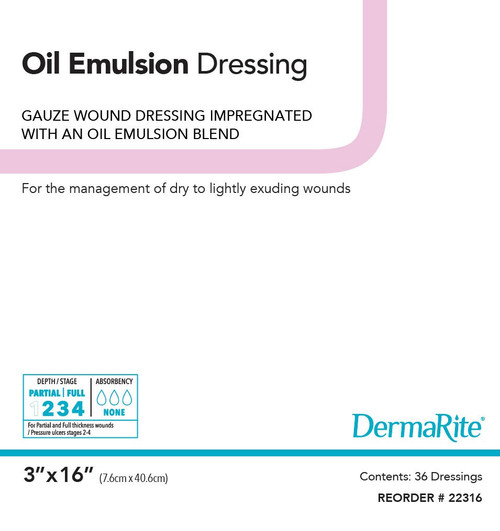 Oil Emulsion Wound Dressing, 3" x 16" (Box of 36)