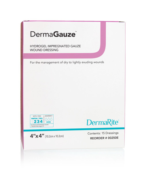 DermaGauze Hydrogel Impregnated Dressing 4" x 4" (Box of 15)