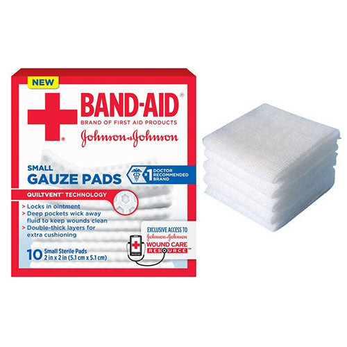 J & J Band-Aid First Aid Gauze Pads 2" x 2" 10 CT (Box of 10)