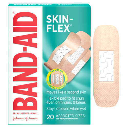 Band-Aid Skin-Flex Adhesive Bandages, Assorted Sizes, 20 ct. (Box of 20)