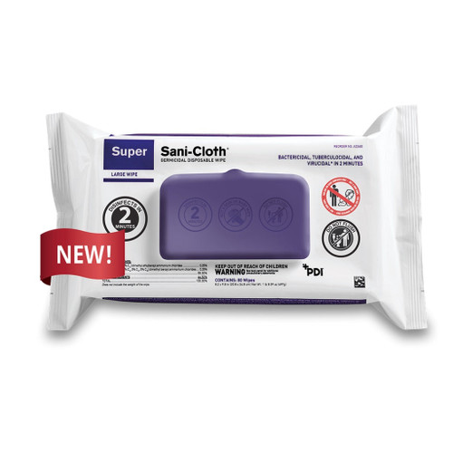 Super Sani-Cloth Germicidal Disposable Wipe Softpack, 80 count, 8.2" x 9.8" Wipes (Case of 9)