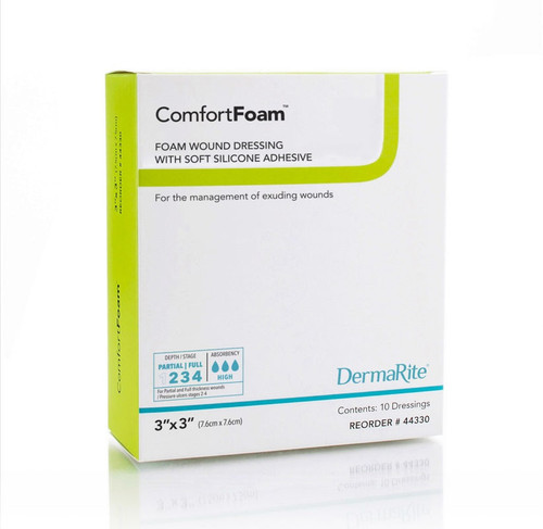 ComfortFoam Silicone Dressing without Border, 3" x 3"