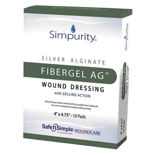 Simpurity Fibergel AG Wound Dressing, 4" x 4.75"