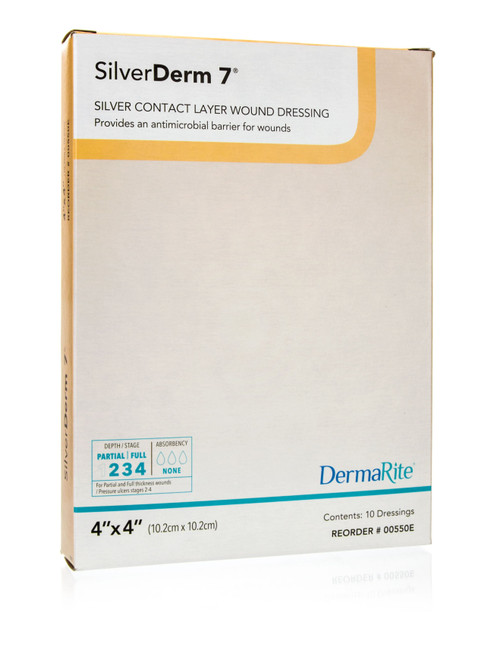 SilverDerm 7 Silver Contact Layer Dressing, 4" x 4" (Box of 10)