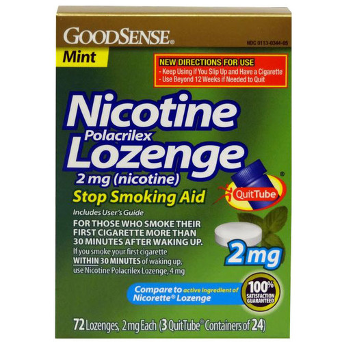 Nicotine Polacrilex Lozenge, 2 mg, Mint (72 Count) (Case of 432)