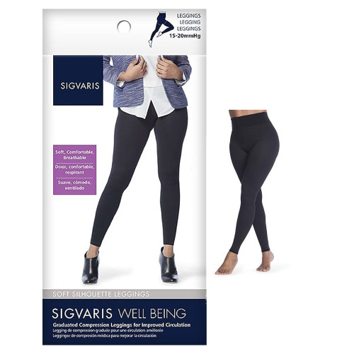 170L Soft Silhouette Leggings, 15-20mmHg, Women's, Size C, Black