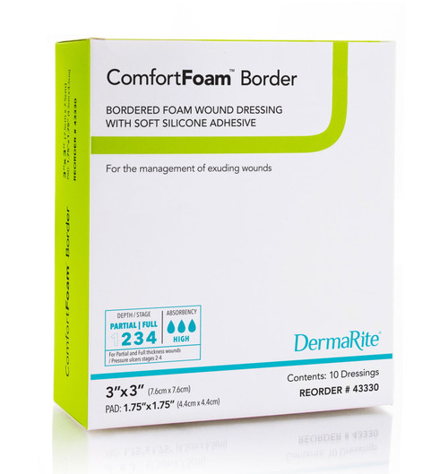ComfortFoam Silicone Foam Border Dressing, 3" x 3"