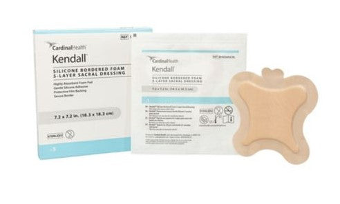 Cardinal Health Kendall Silicone Bordered 5-Layer Foam Sacral Dressing, Large, 9.2" x 9.2"