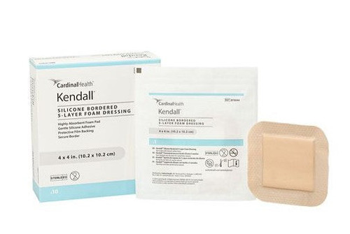 Cardinal Health Silicone Bordered 5-Layer Foam Dressing, 4" x 8"