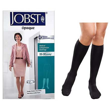 Jobst Opaque SoftFit Knee-High, 20-30, Closed, Black, Medium
