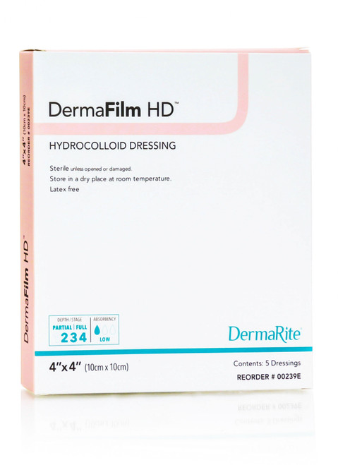 DermaFilm HD Hydrocolloid Dressing 4" x 4" (Box of 5)