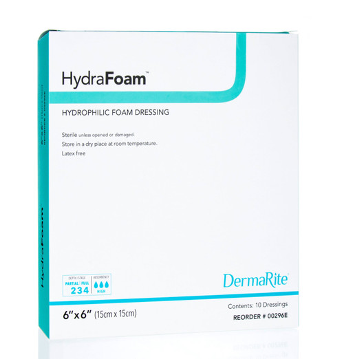 HydraFoam Hydrophilic Foam Dressing, 6" x 6" (Box of 10)