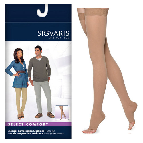 863N Essential Opaque Thigh, 30-40mmHg, Open Toe, Small, Short, Crispa