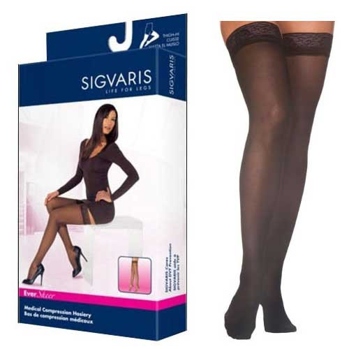 783N Style Sheer Thigh, 30-40mmHg, Women's, Medium, Short, Black