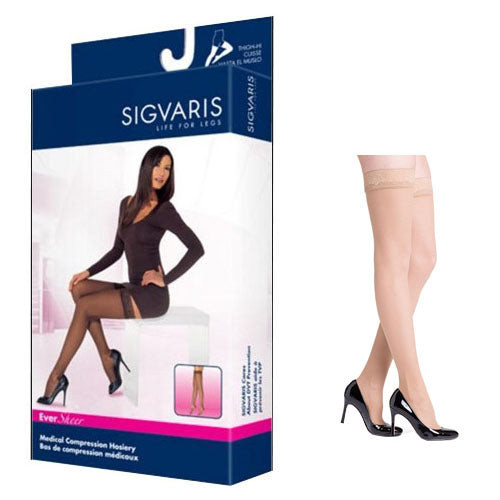 783N Style Sheer Thigh, 30-40mmHg, Women's, Large, Short, Natural
