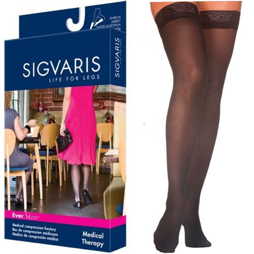 783N Style Sheer Thigh, 30-40mmHg, Women's, Large, Long, Black (Package of 2)