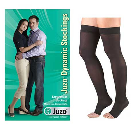 Dynamic Thigh-High with Silicone Border, 20-30, Open, Black, Size 2