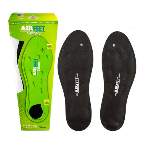 AirFeet Classic Orthotic Insoles, Size 2X, 13 to 16 Male, Pair, Black