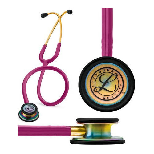 Littmann Classic III Stethoscope, Rainbow-Finish, Raspberry Tube, 27"