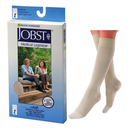 SoSoft Knee High, 20-30, Ribbed, Closed Toe, Medium, Sand