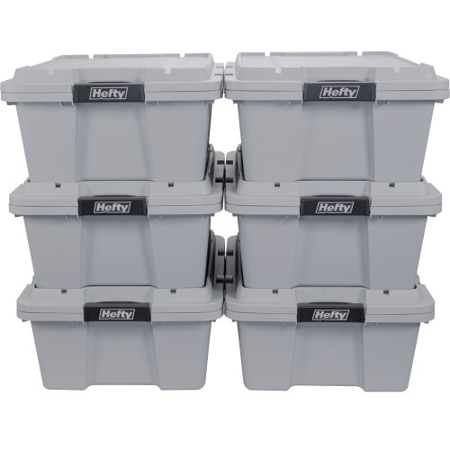 Hefty Hi-Rise Max Storage Container, 48 Qt, Gray