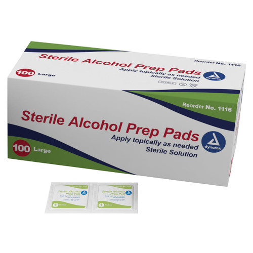 Alcohol Prep Pad Sterile, Large (100 count) (Box of 100)