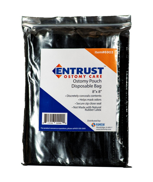 Entrust Ostomy Pouch Disposable Bag, 8" x 8" (Package of 60)