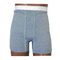 OPTIONS Men's Boxer Brief with Built-In Barrier/Support, Gray, Dual Stoma, Small 32-34