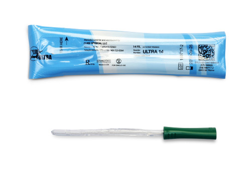 Cure Ultra Female Intermittent Catheter, 6" Straight Tip, 14 FR (Box of 30)