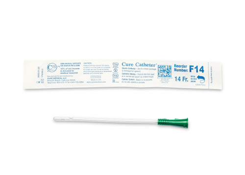 Cure Catheter Uncoated, Single, Female, 6" Straight Tip, 14 FR (Box of 30)