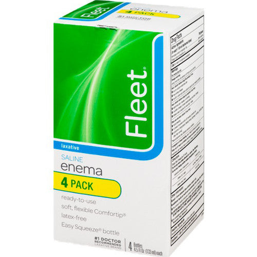 Fleet Laxative Saline Enema, 4 - 4.5 oz Bottles (Box of 4)