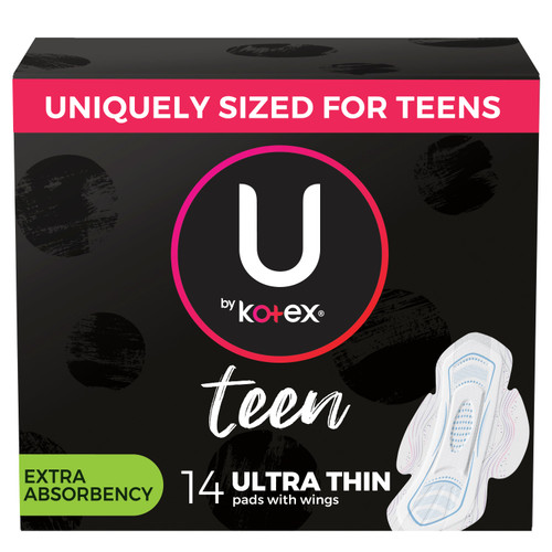 U by Kotex Super Premium Ultra Thin with Wings Teen Pad (Case of 56)