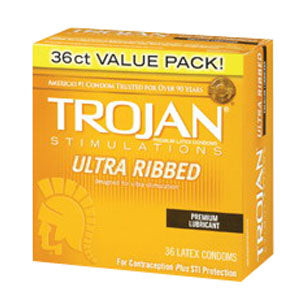 Trojan Ultra Ribbed Lubricated Condom (Each of 3)