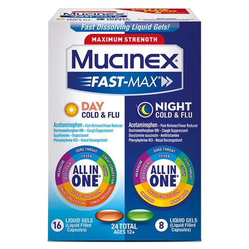Mucinex Fast-Max  Liquid Gels Day Night Cold and Flu 24 ct