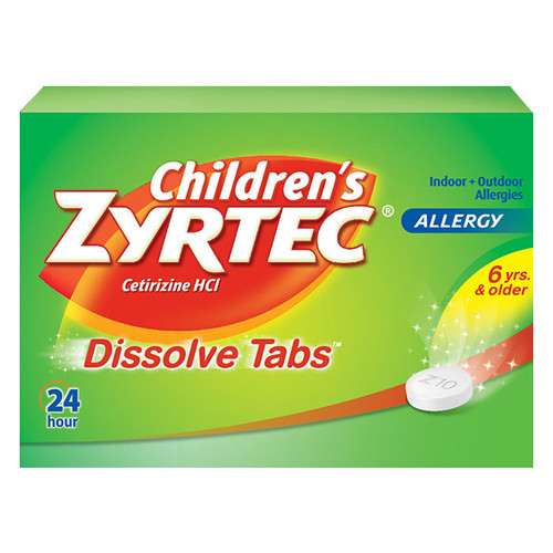 Children's Zyrtec Allergy Dissolve Tablets, Citrus Flavored, 12 Count