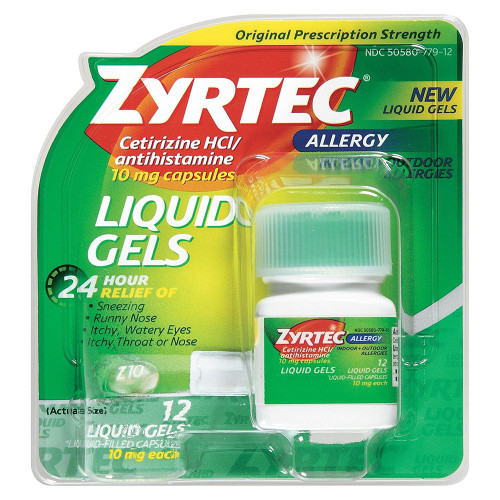 Zyrtec Allergy Liquid Gels, 10 mg Capsule, 25 Count