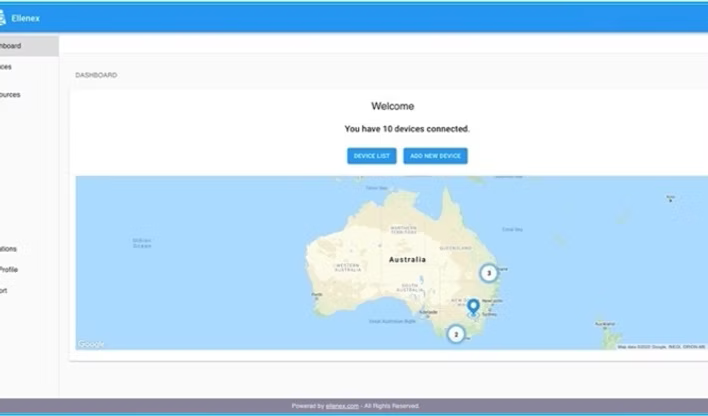 Map of device list locations