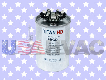 PRCD355A - Packard Titan HD Motor Run Capacitor 35+5 MFD uF 370 Volt Round