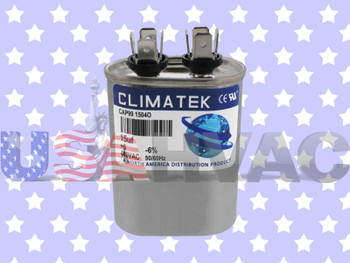 97F9004 - Climatek Motor Run Capacitor 15 uF MFD 440 Volt Oval Fits GE Genteq