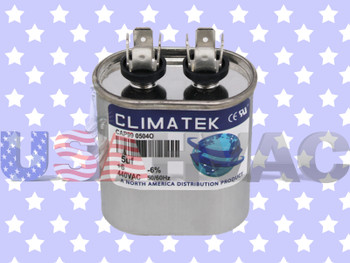CPT748 CPT0748 - Climatek Motor Run Capacitor 5 uF MFD 440 Volt Oval Fits Trane