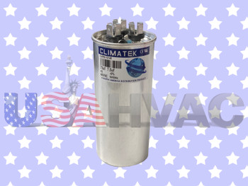 C37075R - Climatek Motor Run Capacitor 70+7.5 uF MFD 440 Volt Round Fits GE Genteq