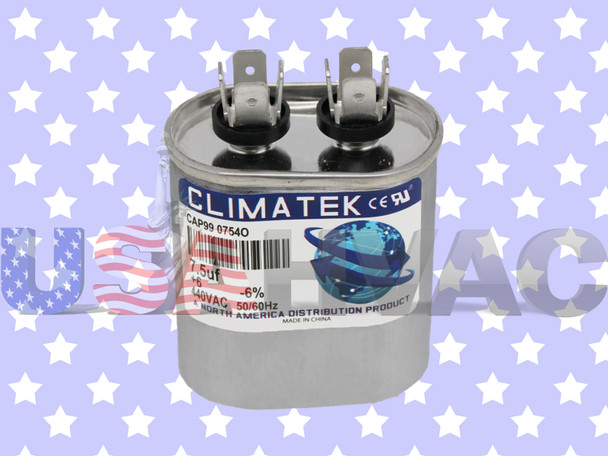 6213-1701 - Climatek Motor Run Capacitor 7.5 uF MFD 440 Volt Oval Fits York 6213-1701 - Climatek Motor Run Capacitor 7.5 uF MFD 440 Volt Oval Fits York