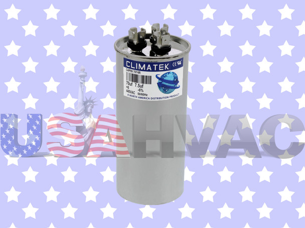 RA2000-44-755-706 - Climatek Run Capacitor 70+7.5 uF 440 Volt Round Fits Amrad