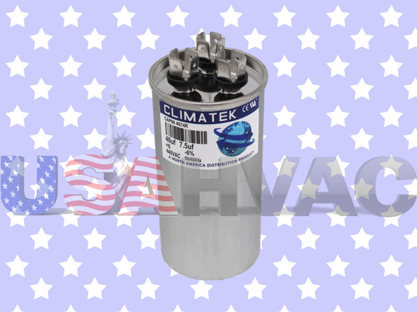 D6789027 - Climatek Motor Run Capacitor 40+7.5 uF MFD 440 Volt Round Fits Goodman D6789027 - Climatek Motor Run Capacitor 40+7.5 uF MFD 440 Volt Round Fits Goodman