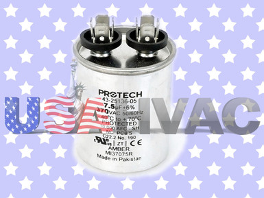 OEM Rheem Ruud 7.5 UF 370 Volt Run Capacitor – Protech Rd 43-100509-42